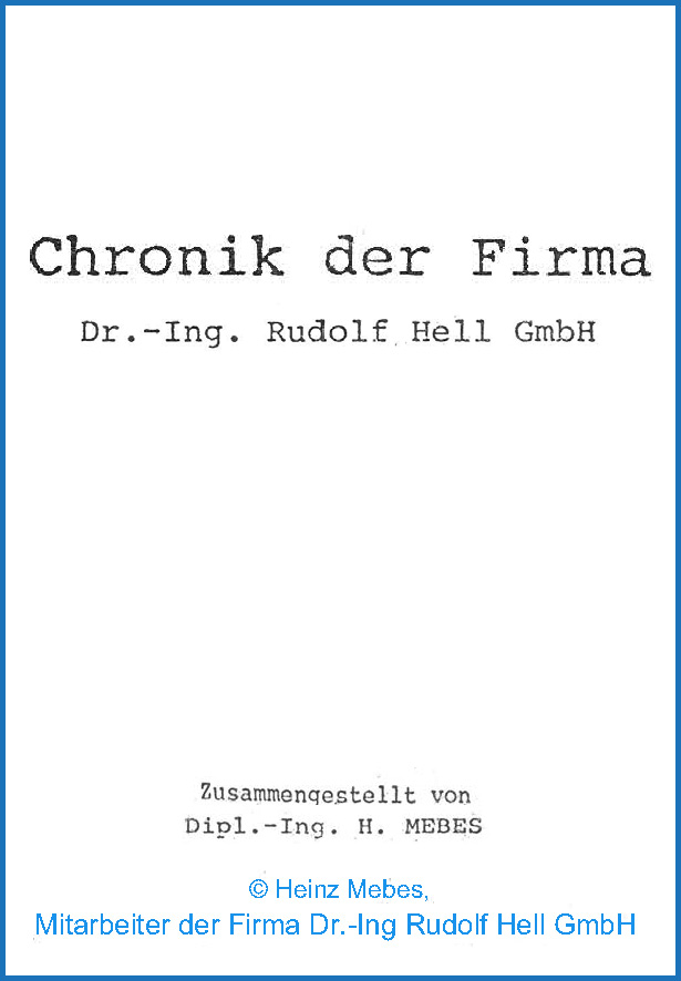 Chronik der Firma Dr Ing Rudolf Hell GmbH Deckblatt